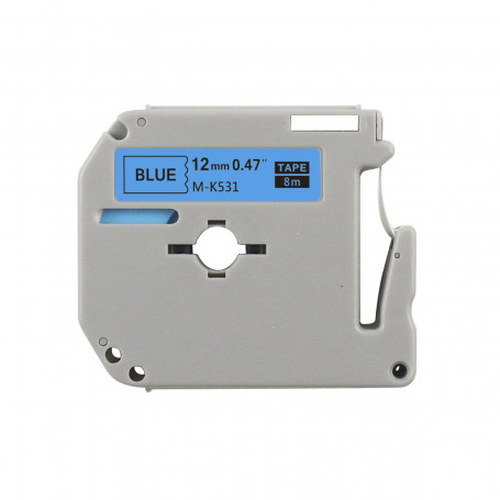 Fita Rotulador Brother 12mm M-K531 MK531 Preto/Azul | Compatível